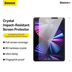 Kính Cường Lực Full Màn Hình Chống Trầy Siêu Nét Baseus Crystal Series 0.3mm HD Tempered Glass Screen Protector Cho IPad Pro/Air/Mini (12.9, 11, 10.9, 10.5, 10.2, 7.9 inch)