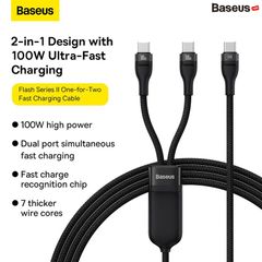 Cáp Sạc Nhanh 2 in 1 Baseus Flash Series Ⅱ One-for-Two Fast Charging Cable Type-C to Dual Type C 100W Gen2
