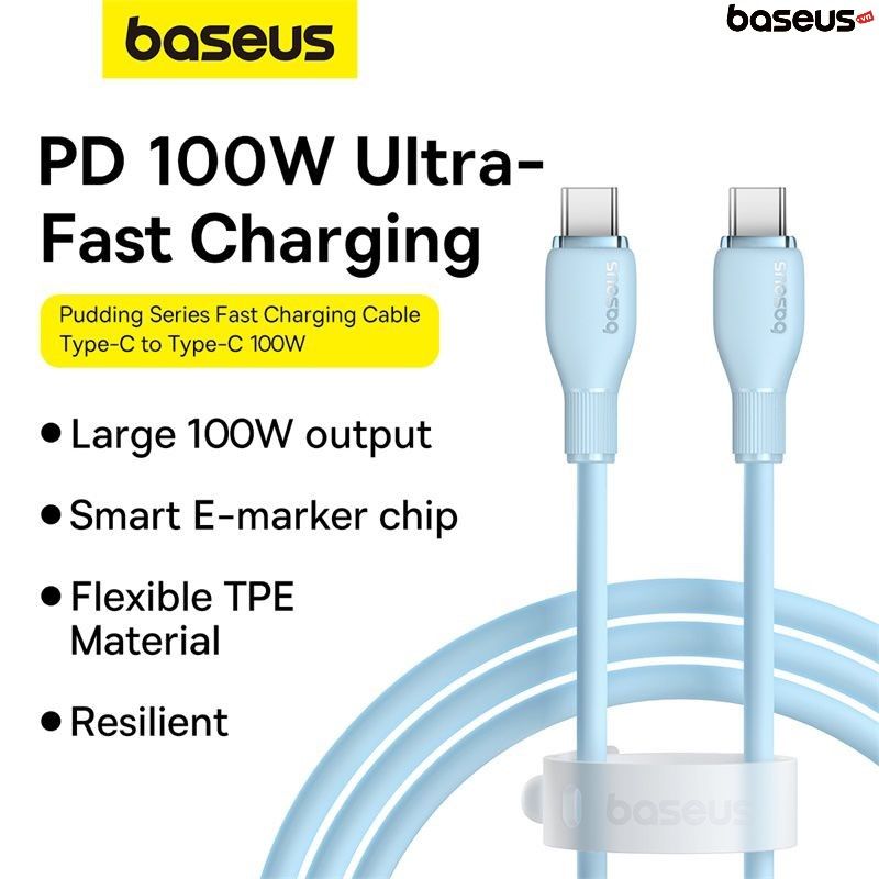 Cáp Sạc Siêu Nhanh Baseus Pudding Series Type-C to Type-C 100W (Fast Charging Data Cable)