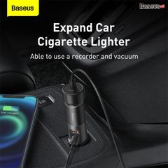 Tẩu sạc nhanh mở rộng 120W Baseus Share Together Fast Charge dùng cho xe hơi (120W, TypeC/USB Port, QC/PD3.0 Car Quick Charger with Cigarette Lighter Expansion Port)