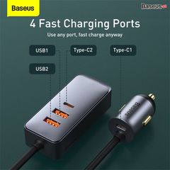 Tẩu sạc nhanh mở rộng 4 Port Baseus Share Together Extention Car Charger 120W (Extention up to 4 Port * 30W, QC/PD/PPS Fast Charging)