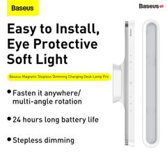 Đèn treo đế hít nam châm, chống mỏi mắt Baseus Magnetic Stepless Dimming Charging Desk Lamp Pro (1800mAh, 3000K - 5000K, Đế treo hít nam châm, 24h sử dụng liên tục)