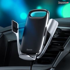 Bộ đế giữ điện thoại tích hợp sạc nhanh không dây dùng cho xe hơi Baseus Milky Way Electric Bracket Wireless Charger 15W (Auto Smart Lock by Sensor, Air Vent Car Mount)