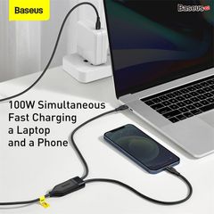 Cáp sạc nhanh 2 đầu Baseus Flash Series 2 in 1 100W (Type C to Lightning + Type C, PD 100W/20W Fast Charging & Data Cable)