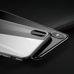 Ốp lưng kính cường lực viền Silicone chống sốc Baseus See-through Glass Case cho iphone XS/ XR/ XS Max (Tempered Glass + Soft Silicone )