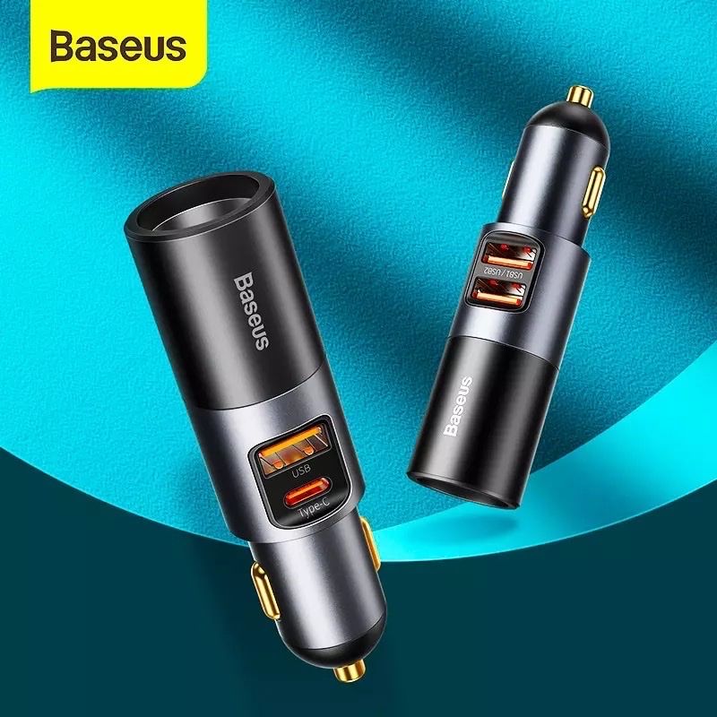 Tẩu sạc nhanh mở rộng 120W Baseus Share Together Fast Charge dùng cho xe hơi (120W, TypeC/USB Port, QC/PD3.0 Car Quick Charger with Cigarette Lighter Expansion Port)