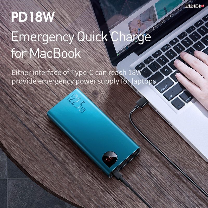 Pin dự phòng sạc nhanh Baseus Adaman Metal Digital Display Quick Charge (10000mAh, 20000mAh, 22.5W QC3.0/ PD3.0/ SCP/ AFC Quick charge Power Bank)