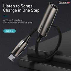 Đầu chuyển Type C sang Type C + Audio AUX 3.5mm Baseus L60  ( Type-C Male to Type-C & 3.5mm Female 2-in-1Adapter)