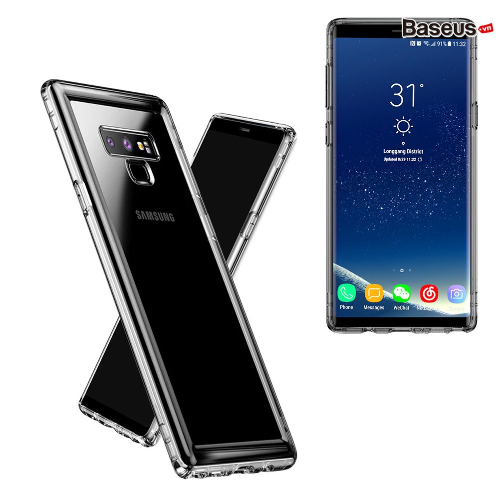 Ốp lưng túi khí chống Siêu chống sốc và va đập Baseus Safety Airbags cho Samsung Galaxy Note 9 ( TPU Soft Silicone,  Military Level Anti Knock Case)