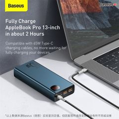 Pin dự phòng sạc nhanh Baseus Adaman Metal Digital Display Quick Charge Power Bank cho Smartphone/iPad/Macbook/Laptop (65W, 20000mAh, QC3.0/PD3.0/SCP/AFC Quick charge Power Bank)