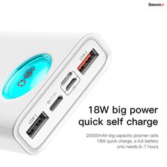 Pin dự phòng sạc nhanh Baseus Amblight PD/QC3.0 Quick charge cho Smartphone/ Tablet/ Macbook ( 20000mAh / 30000mAh, 18W / 33W, PD & QC3.0 , 2*Port USB+ Type C in/out, LED Display)