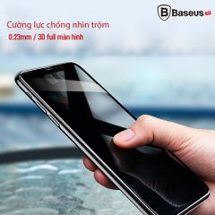 Kính cường lực 3D chống nhìn trộm Baseus LV176 cho iPhone X/XS (0.23mm, 3D full màn hình, - Anti Spy Glass Film)