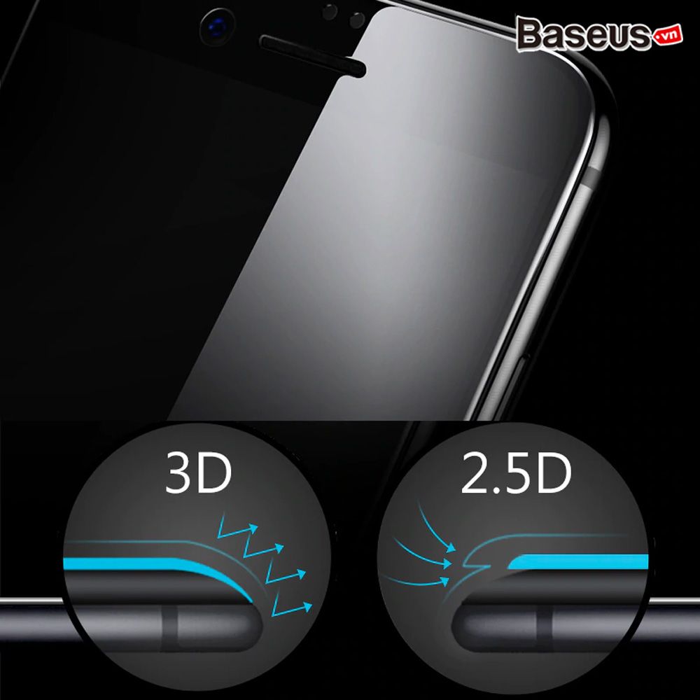 Kính cường lực 3D chống trầy - chống nhìn trộm Baseus Anti Spy - Break Edge LV321 cho iPhone 7/ 8/ Plus (0.23mm, 3D Anti Peeping Tempered Glass Film)