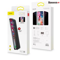 Kính cường lực 5 lớp siêu bền - chống nhìn trộm Baseus Anti Spy 3D Curved-screen cho iPhone X/XS Max/iP 11 Pro Max (0.23mm, 3D Anti Peeping Tempered Glass Film)