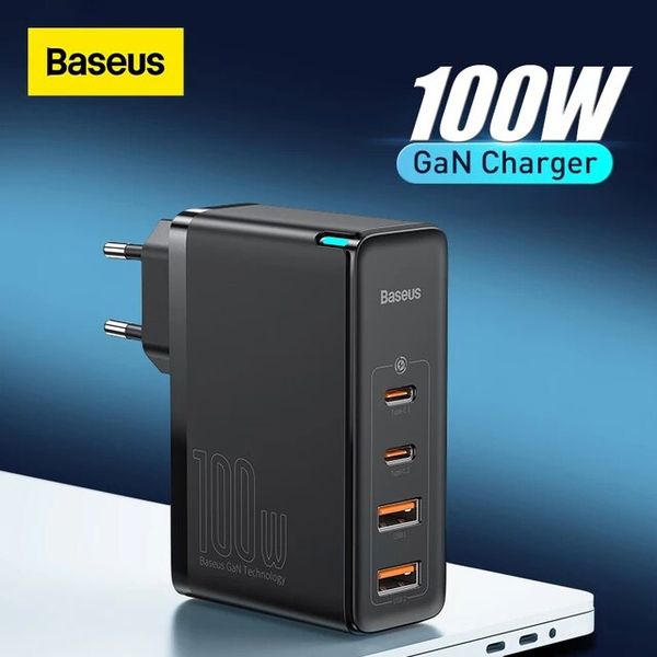 Bộ sạc nhanh Baseus GaN2 Pro Quick Charger 4 Ports (100W, Type C*2 & USB*2, PD/QC3.0/QC4+/PPS/SCP/FCP/AFC/Apple 2.4/BC1.2, Multi Quick charge protocol support)