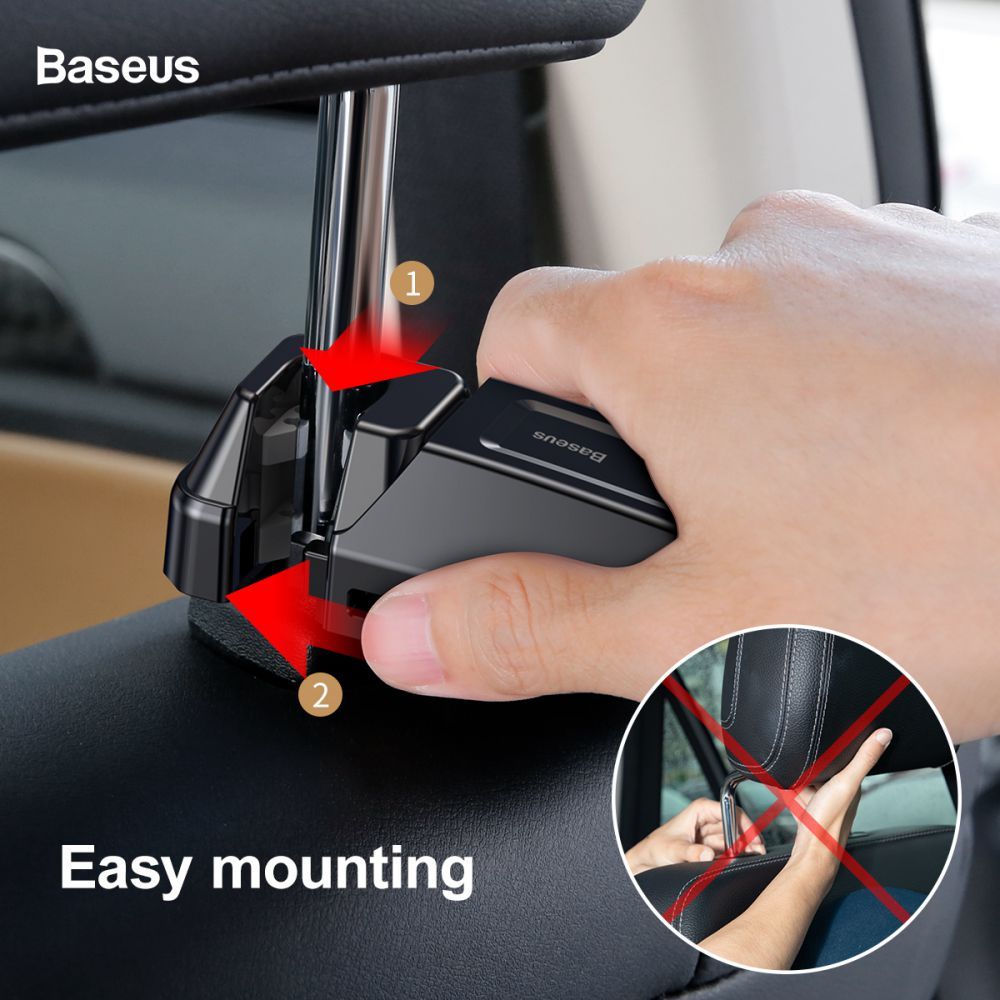 Bộ đế giữ điện thoại gắn lưng ghế trước dùng trên xe hơi Baseus Backseat Vehicle Phone Holder Hook