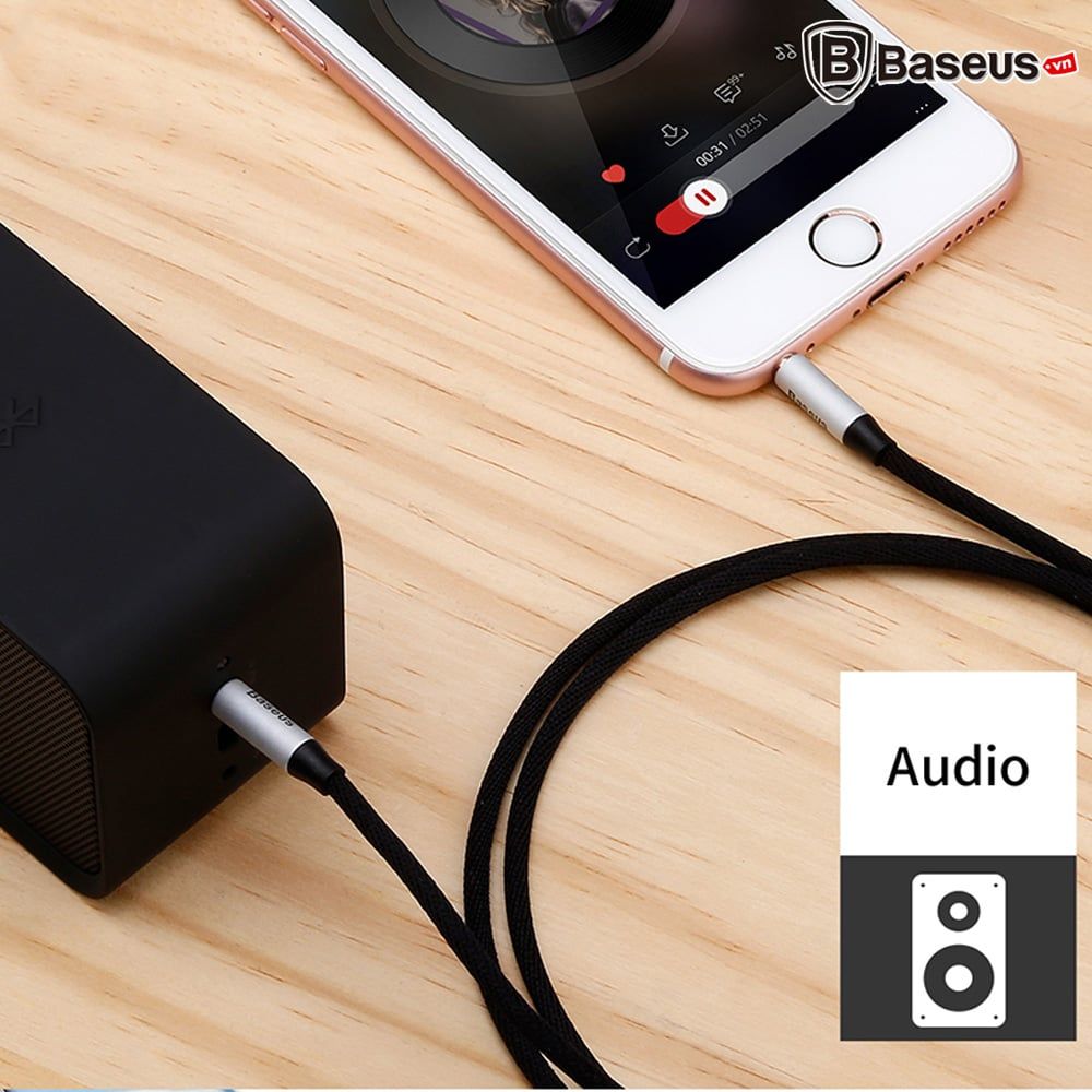 Dây cáp âm thanh chất lượng cao AUX Audio 3.5 Baseus M30 (Aux Cable 3.5mm Jack Male to Male)