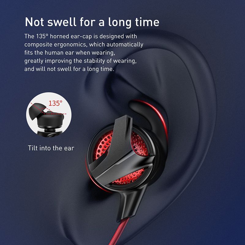 Tai nghe Gaming Baseus Gamo H15 AUX 3.5mm dành cho Game thủ (Gamer Gaming Hi-Fi Earbuds with Dual Microphone)