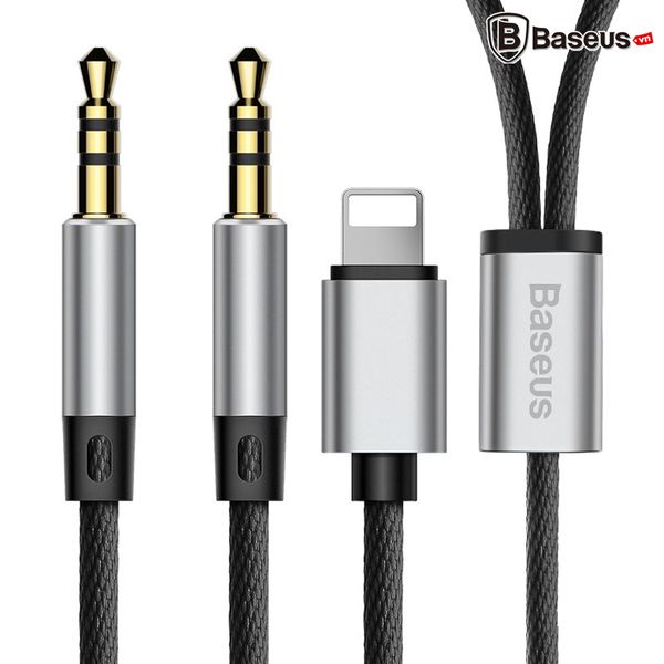 Cáp chuyển âm thanh chất lượng cao Baseus L33 cho iPhone 6/ 7/ 8/ iPhone X (Aux Audio 3.5mm sang Aux Audio 3.5mm + Lightning / 120cm)