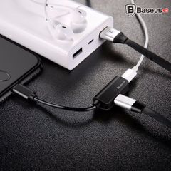 Bộ chia cổng Lightning 1 thành 2 Baseus L37 cho iPhone 7/ iPhone 8/ iPhone X ( Lightning x2 / 2A / Fast Charging  - Giải pháp vừa nghe nhạc vừa sạc pin hoặc Sync Data)