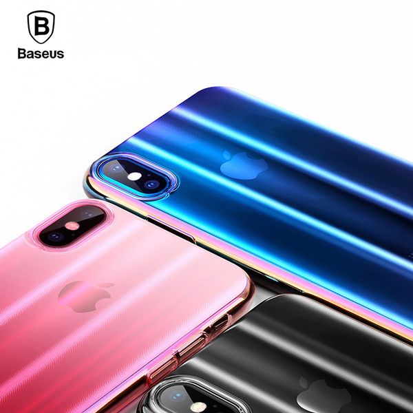 Ốp lưng trong suốt chuyển màu Baseus Aurora Case cho iPhone X (Luxury Gradient Hard Plastic Case)