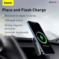 Đế giữ điện thoại tích hợp nam châm và Sạc không dây dùng trên xe ô tô Baseus Big Energy Car Mount Wireless Charger (15W, Magsafe Wireless Quick Charger and Holder for Car)