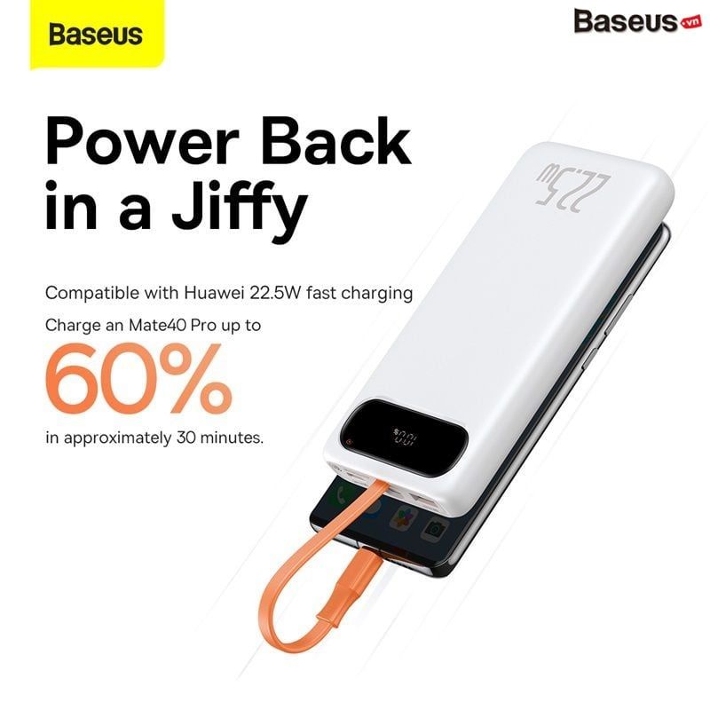 Pin Dự Phòng Sạc Nhanh Baseus Block Digital Display Quick Charge Power Bank 22.5W