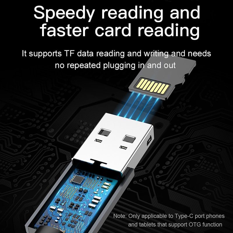 Cáp sạc nhanh Type C tích hợp đầu đọc thẻ nhớ Baseus Pendant Card Reader (2A, 16cm, 2in1 TF Card Reader OTG USB Type C Cable and Sync Data)