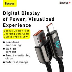 Cáp Sạc Nhanh Baseus Display Fast Charging Data Cable USB to Type-C 66W