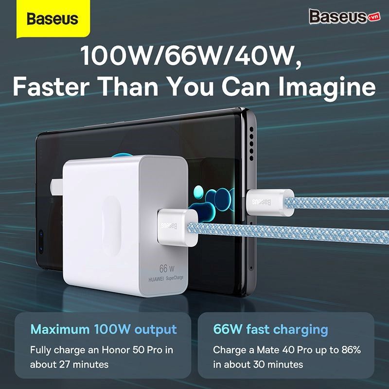 Cáp Sạc Nhanh, Vải Dù Siêu Bền Baseus Dynamic Series USB to Type-C 100W (5A/20V, ABS+ High Density Braided Wire, Fast Charging Data Cable)