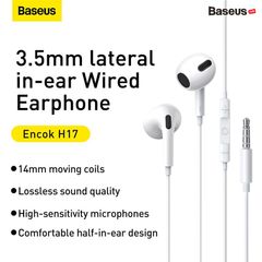 Tai Nghe Baseus Encok 3.5mm lateral in-ear Wired Earphone H17