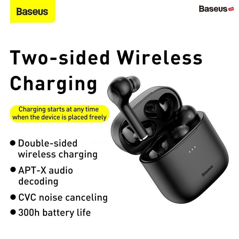 Tai nghe Bluetooth Baseus Encok W06 True Wireless Earphones (TWS, Wireless charger, APT-X Support, iP55, CVC Noise Canceling, New Upgrade Model 2021)