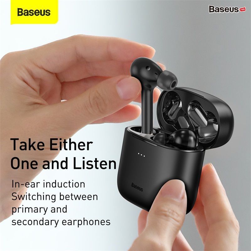 Tai nghe Bluetooth Baseus Encok W06 True Wireless Earphones (TWS, Wireless charger, APT-X Support, iP55, CVC Noise Canceling, New Upgrade Model 2021)