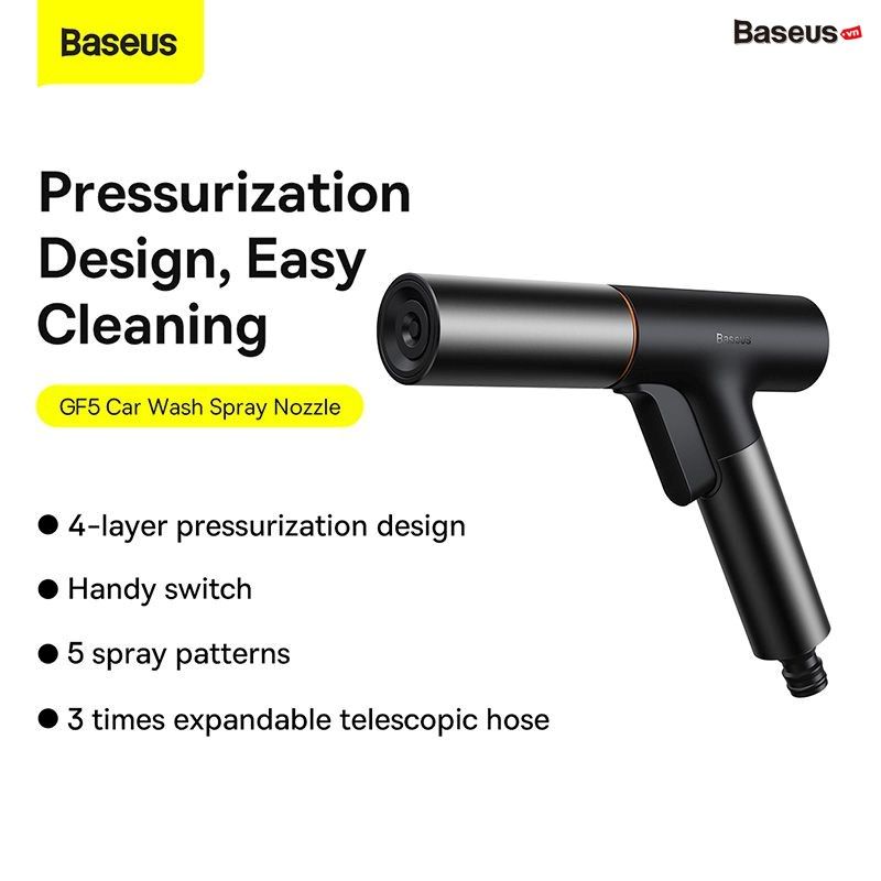 Bộ Vòi Tăng Áp Xịt Rửa Xe Ô Tô Baseus GF5 Car Wash Spray Nozzle