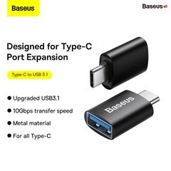 Đầu chuyển OTG Type C to USB 3.1 tốc độ cao Baseus Ingenuity Series Mini OTG Gen2 (Type-C to USB-A 3.1 Full Size, 10Gbps High speed OTG for Laptop/Macbook/iPad/Tablet/Smartphone)