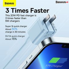 Bộ Sạc Nhanh Kèm Cáp C To Lightning Baseus Super Si Pro Quick Charger Type C 20W (Củ sạc + Cáp sạc nhanh C to Lightning Silica Gel)