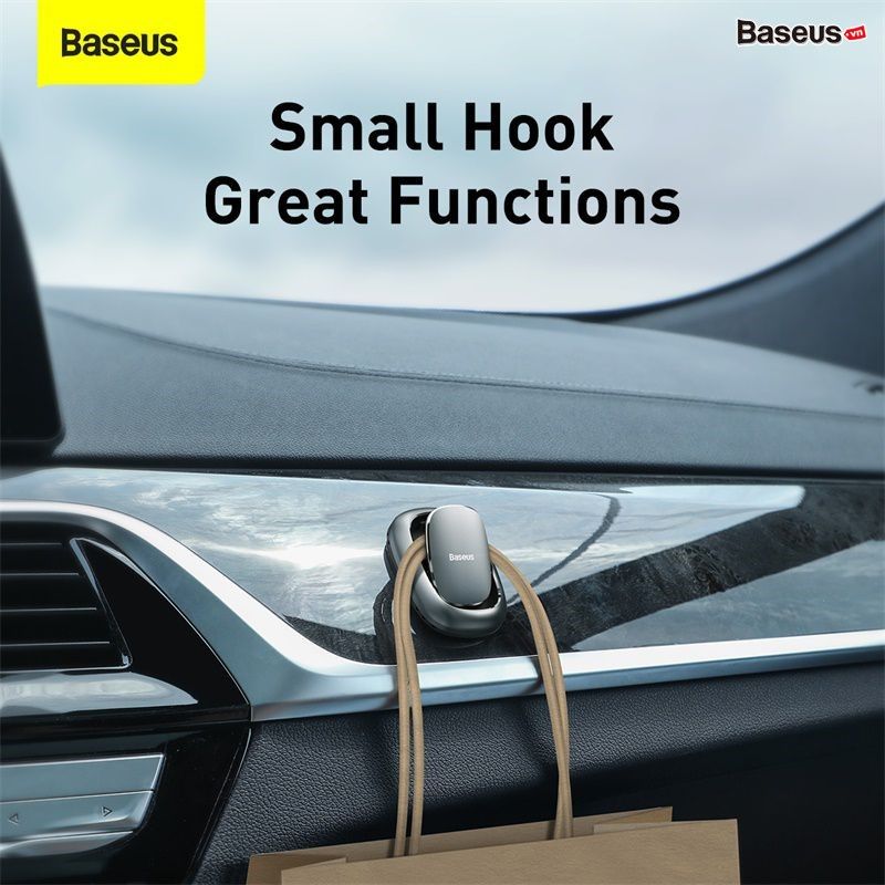 Miếng dán móc treo đa năng Baseus Beetle Vehicle Hook (2 PCS/Set, Aluminum Alloy, 3M Sticker Paste Holder for Car and Home)