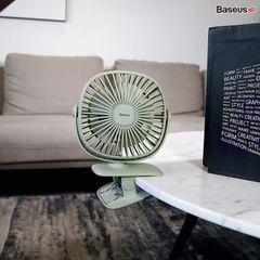 Quạt kẹp mini để bàn Baseus Box Clamping Fan (Pin sạc 2000mAh, 3 cấp tốc độ, đèn LED, xoay 360 độ )