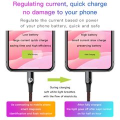 Cáp sạc Lightning tự ngắt thông minh Baseus C Shape Light LV195 cho iPhone 6/ 7/ 8/ iPhone X/ iPad (2.4A, Sạc nhanh, Sợi Carbon Siêu Bền, LED, Intelligent power-off)