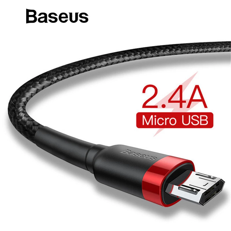 Cáp sạc nhanh Baseus Cafule Micro USB cho Smartphone Android Samsung/ Xiaomi/ Oppo/ Asus/ Huawei (2.4A, Quick charge 3.0, Đâu Micro USB cắm 2 chiều)