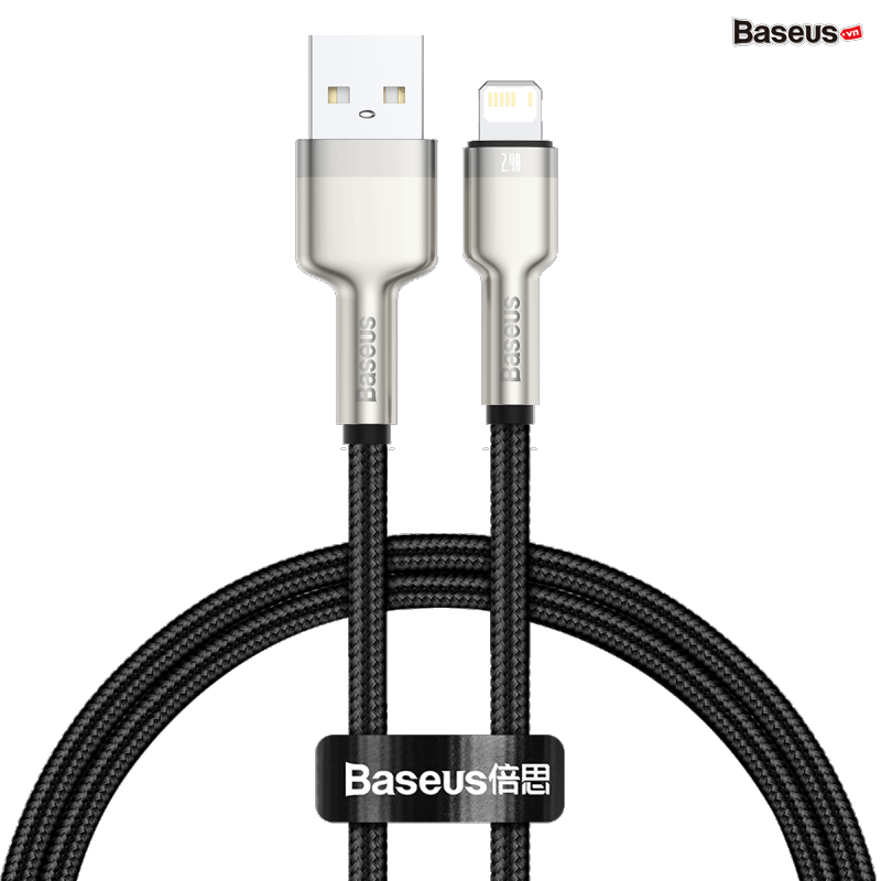 Cáp sạc nhanh, siêu bền Baseus Cafule Metal Series Lightning dùng cho iPhone/iPad (2.4A, USB A to Lightning Fast charge Cable)