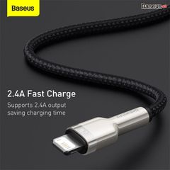 Cáp sạc nhanh, siêu bền Baseus Cafule Metal Series Lightning dùng cho iPhone/iPad (2.4A, USB A to Lightning Fast charge Cable)