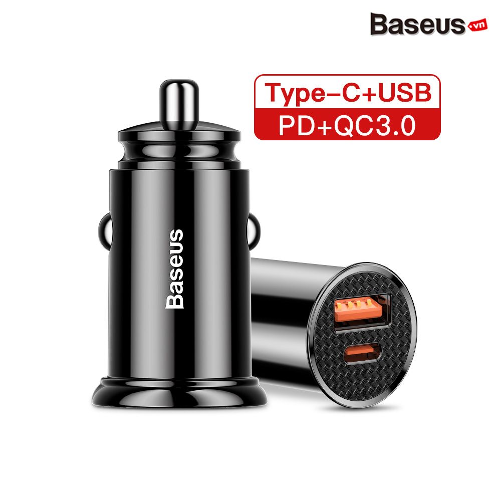 Bộ tẩu sạc nhanh đa năng dùng cho xe hơi Baseus Circular Plastic PPS Car Charger (30W, PD/ QC 3.0/ SCP/ AFC, Quick Charger )