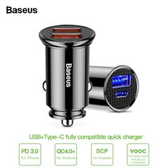 Bộ tẩu sạc nhanh đa năng dùng cho xe hơi Baseus Circular Plastic PPS Car Charger (30W, PD/ QC 3.0/ SCP/ AFC, Quick Charger )