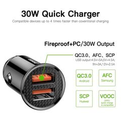 Bộ tẩu sạc nhanh đa năng dùng cho xe hơi Baseus Circular Plastic PPS Car Charger (30W, PD/ QC 3.0/ SCP/ AFC, Quick Charger )