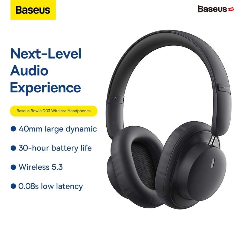 Tai Nghe Không Dây Chụp Tai Baseus Bowie D03 Wireless Headphones (Bluetooth 5.3, 30 hours, Lowlatency 0.08s)