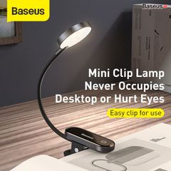 Đèn kẹp đọc sách mini Baseus Comfort Reading Mini Clip Lamp ( Dịu mắt, chân kẹp, 3 mức sáng, pin sạc 350mAh, 24h sử dụng)