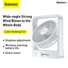 Quạt mini Pin sạc Baseus Cube Shaking Fan (Pin sạc 5400mAh, 18h sử dụng, Xoay 60 độ, Điều chỉnh nhiều cấp tốc độ, Cực êm)