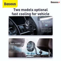 Quạt mini tiện dụng cho xe ô tô Baseus Departure Vehicle Fan (5V, 3 mức tốc độ, Gắn lưng ghế hoặc khe gió)