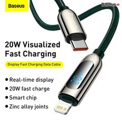 Cáp sạc nhanh tích hợp màn hình LED Baseus Display Fast Charging Data Cable Type-C to IP 20W